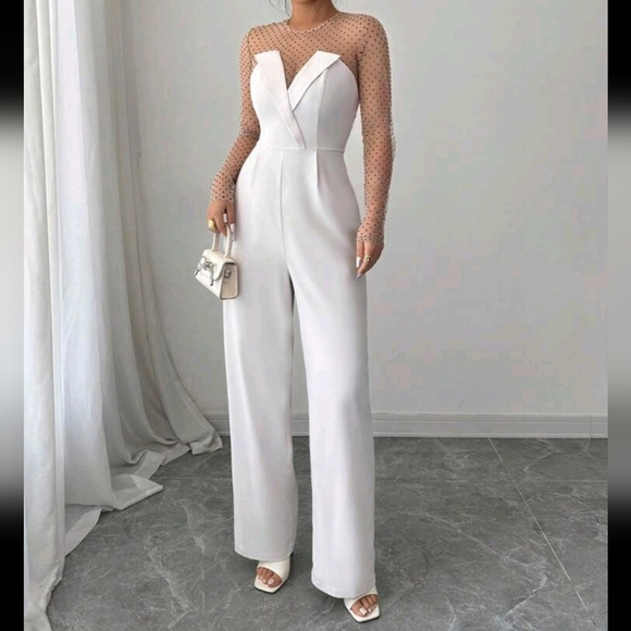 Spring/Summer Elegant Mesh Patchwork Jumpsuit - Picture 1 of 4